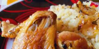 Κοτόπουλο (φτερούγες) με ρύζι στο φουρνο Κοτόπουλο (φτερούγες) με ρύζι στο φουρνο