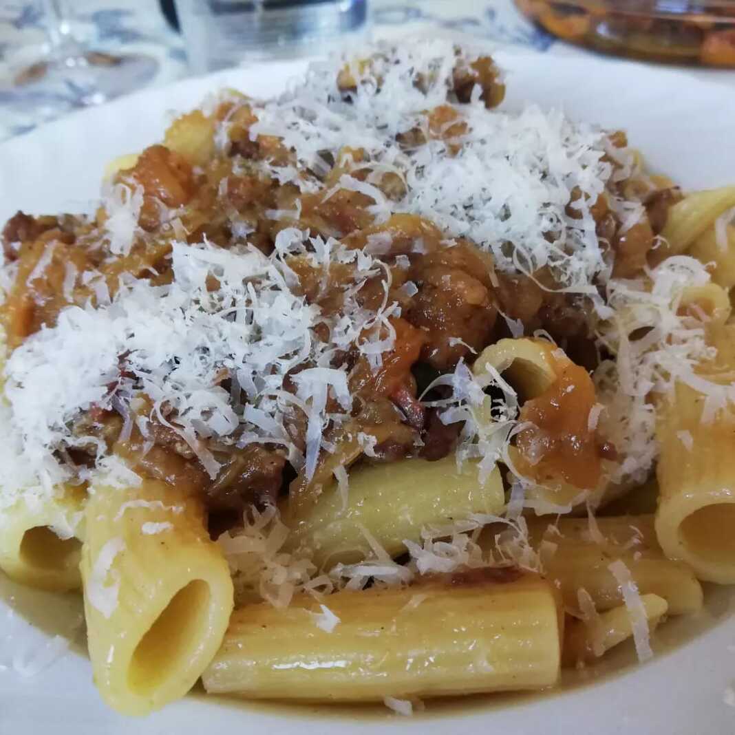 Κοντινό πλάνο στο αργομαγειρεμένο κρέας με τη βελούδινη σάλτσα κρεμμυδιού.