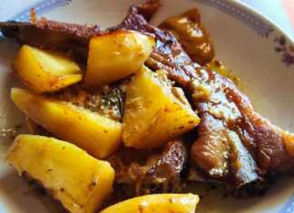 χοιρινές μπριζόλες με μουσταρδάτες πατάτες