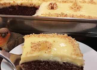 Μελαχρινή Καρυδόπιτα με κρέμα