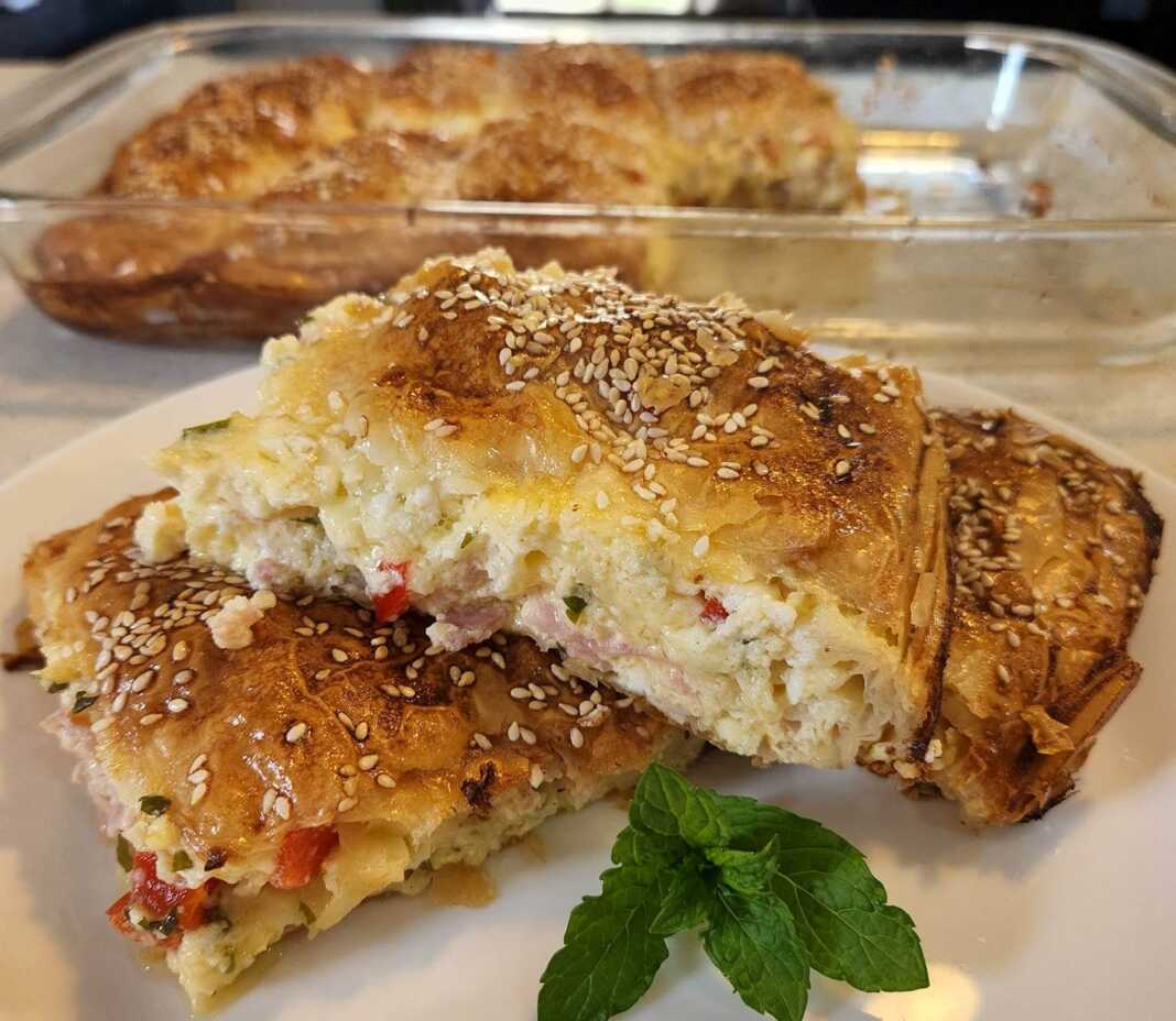 Ζαμπονοκασερόπιτα με φύλλο κρούστας