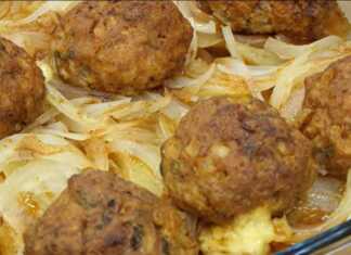 Κεφτεδες με πατάτες και κρεμμύδια στο φούρνο