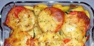 Κολοκυθάκια με σκόρδο, ντομάτες και τυρί