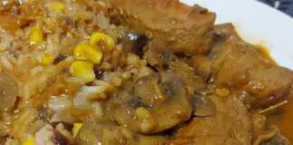 Ψαρονέφρι λεμονατο με μανιτάρια με πιλαφακι