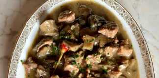 Κρεμώδης μοσχαράκι με μανιτάρια Μοσχαράκι με σάλτσα και μανιτάρια