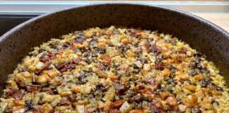 Ρύζι με μπέικον, μανιτάρια και λιαστή ντομάτα