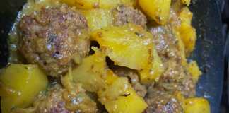 Κεφτεδάκια και καραμελωμένες πατάτες