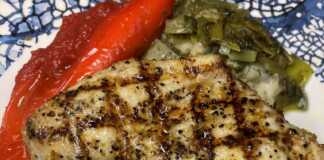 Μπριζόλα Ξιφία με κίτρινο ρυζι