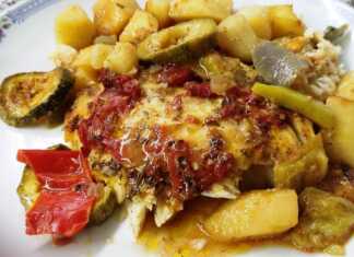 Πέρκα με λαχανικά στο φούρνο