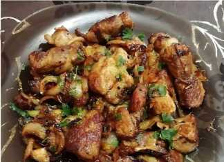 Χοιρινή τηγανιά με κρεμμύδια