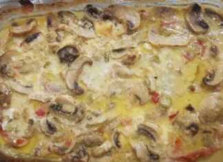 Μπριζόλες με μανιτάρια, λιωμένο τυρί και κρέμα