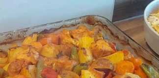 Στήθη κοτόπουλου με λαχανικά στο φούρνο