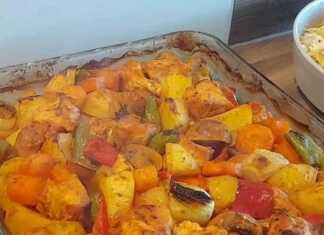 Στήθη κοτόπουλου με λαχανικά στο φούρνο