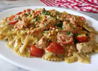 Ζυμαρικά αλα κρεμ με πεστο και κοτόπουλο