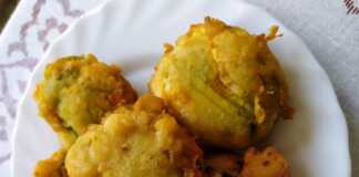 Κολοκυθολούλουδα γεμιστά με 4 τυριά