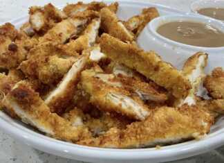 Κοτόπουλο Πανέ με σάλτσα μουστάρδας