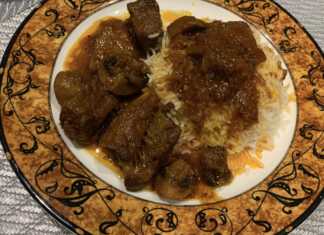 Μοσχαράκι με μανιτάρια και ρύζι