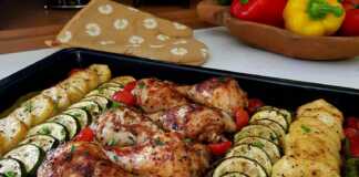 Κοτόπουλο στο φούρνο με πατάτες και κολοκυθάκια