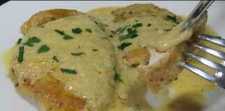 Κοτόπουλο με κρεμώδη σάλτσα σκόρδου