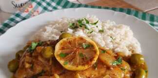 Κοτόπουλο με λεμόνι και ελιές σερβιρισμένο με ρύζι 🍋🍗 Κοτόπουλο με λεμόνι και ελιές σερβιρισμένο με ρύζι