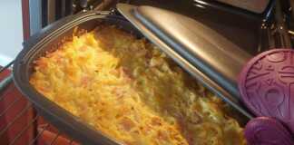 Σουφλέ με ταλιατέλες και ζαμπόν