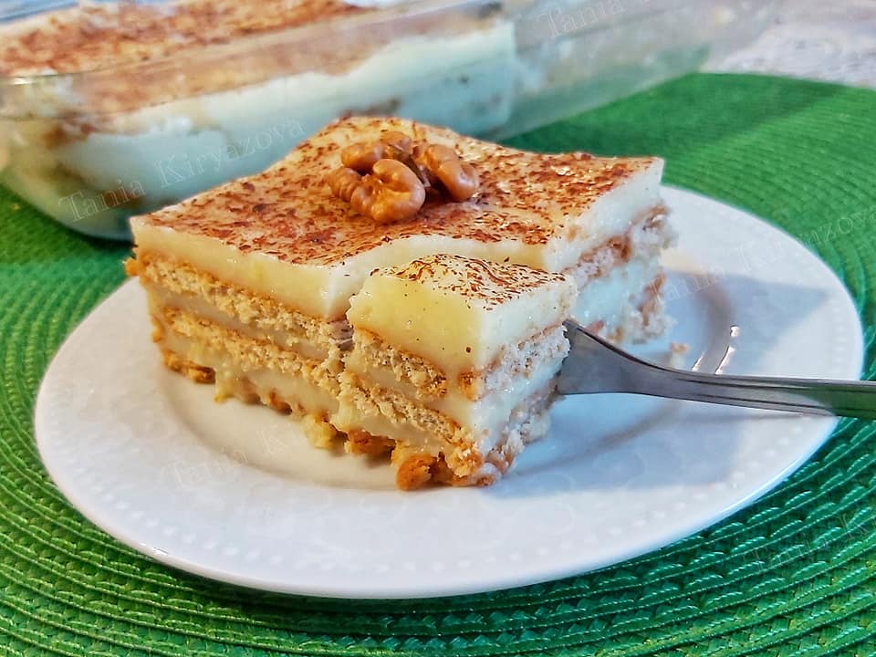 tortaMpiskotonKrema Μπισκοτογλυκό με κρέμα βανίλιας