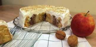 Μηλόπιτα με Ολόκληρα Μήλα: αφράτη ζύμη και σαντιγί στην κορυφή.