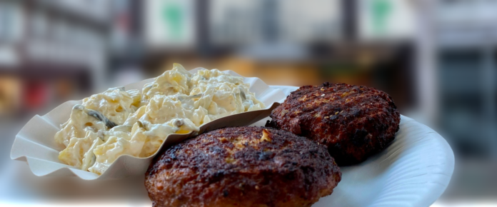 mpiftekiaPatatosalata Μπιφτέκια σχάρας με πατατοσαλάτα