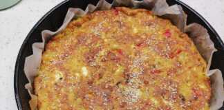 Μπατζίνα με πατάτα και πιπεριές