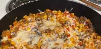 πιπεριές με κιμά και τυρί στο τηγάνι