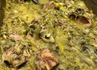 Ζουμερό χοιρινό φρικασέ με πλούσιο αυγολέμονο φρέσκα κρεμμυδάκια και μαρούλια σερβιρισμένο σε βαθύ πιάτο