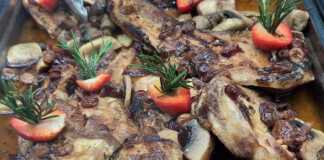 χοιρινές μπριζόλες στο φούρνο με μανιτάρια