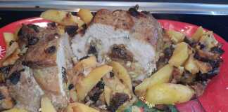 Χοιρινό ρολό γεμιστό με κάστανα και δαμάσκηνα Χοιρινό ρολό γεμιστό με κάστανα και δαμάσκηνα