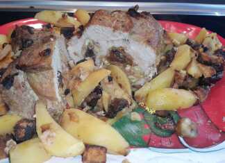 Χοιρινό ρολό γεμιστό με κάστανα και δαμάσκηνα