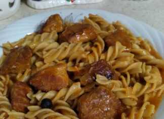 μακαρόνια τριβελάκι ολικής αλέσεως με κρέας χοιρινό