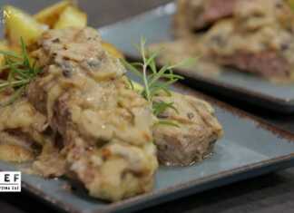 Μπριζόλες με μπεσαμέλ και μανιτάρια