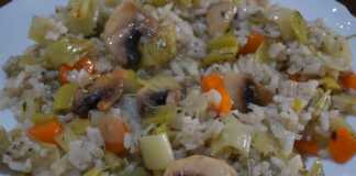πρασόρυζο με καρότο και μανιτάρια