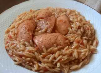 Σουπιές κοκκινιστές με κριθαράκι