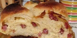 πλεξούδα γεμιστή με τριμμένο εμεντάλ και ζαμπον