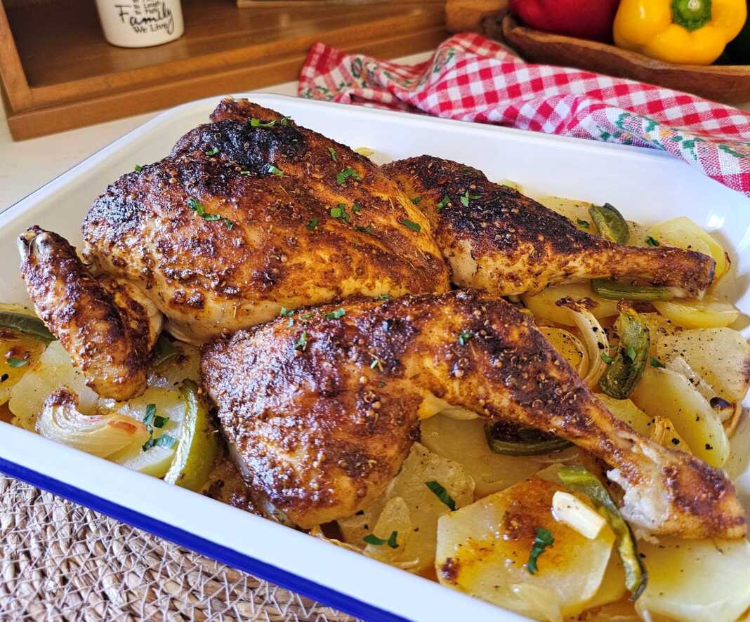 κοτόπουλο στο φούρνο με πατατες