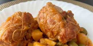 Ρολά κοτόπουλου με πατάτες στο τηγάνι