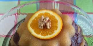 σιμιγδαλένιος χαλβάς διχρωμος με σιρόπι πορτοκαλι