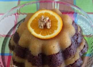 σιμιγδαλένιος χαλβάς διχρωμος με σιρόπι πορτοκαλι