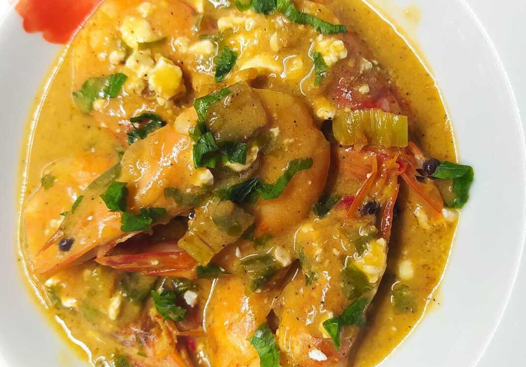 γαρίδες σαγανάκι με μουστάρδα