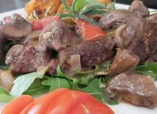 Μπριζόλες λαιμού με σάλτσα μανιταριών