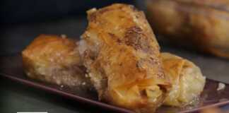 Ρολάκια μπακλαβά γεμιστά με κρέμα γαλακτομπούρεκου γαλακτομπούρεκου