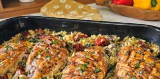 Κοτόπουλο με κριθαράκι και λιαστές ντομάτες