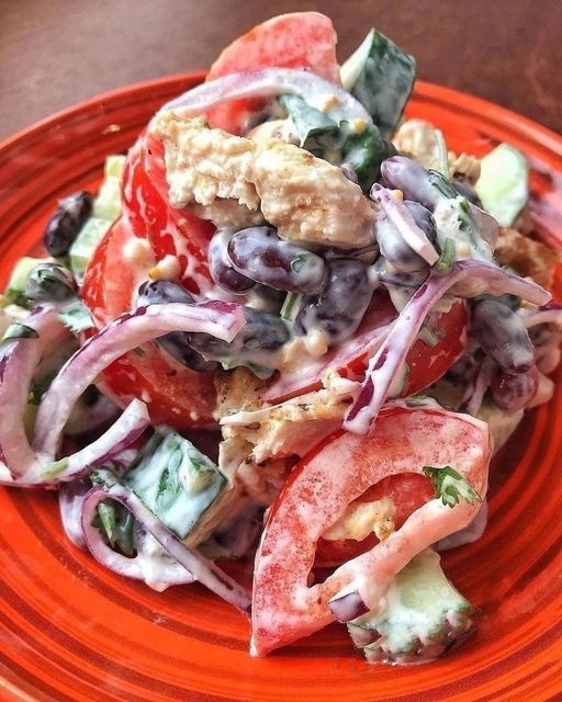 salataKotopoulo fasolia σαλάτα με κοτόπουλο και φασόλια