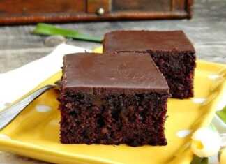 Ζουμερό σοκολατένιο κέικ με μπανάνα, καλυμμένο με πλούσια, γυαλιστερή γκανάς μαύρης σοκολάτας.