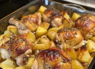 ψητό κοτόπουλο με πατάτες στο φούρνο
